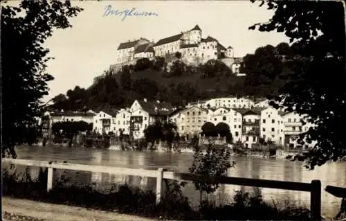 Foto Ak Burghausen an der Salzach Oberbayern, Burg, Flusspartie