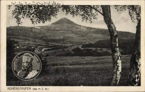 Ak Göppingen in Württemberg, Burg Hohenstaufen, Friedrich I. Barbarossa