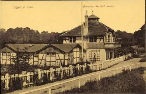 Ak Torgau an der Elbe Nordsachsen, Bootshaus des Rudervereins