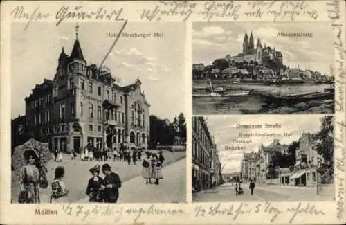 Ak Meißen an der Elbe, Hotel Hamburger Hof, Albrechtsburg, Dresdener Straße