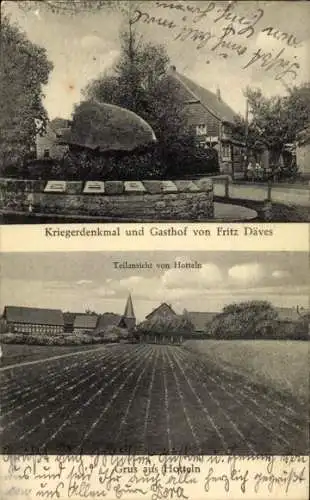 Ak Hotteln Sarstedt Niedersachsen, Kriegerdenkmal, Gasthof von Fritz Däves
