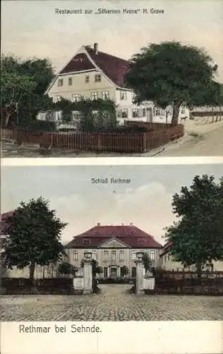 Ak Rethmar Sehnde Region Hannover, Restaurant zur Silbernen Krone, Schloss