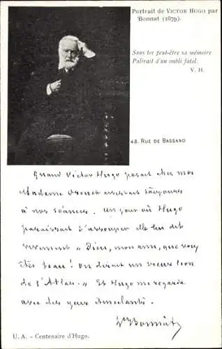 Künstler Ak Bonnat, Schriftsteller Victor Hugo, Portrait