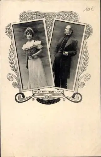 Jugendstil Ak Schriftsteller Edmond Rostand mit Ehefrau, Portrait