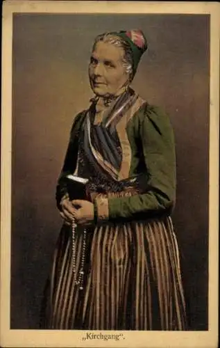 Ak Schwarzwälder Trachten Schapbach, Kirchgang