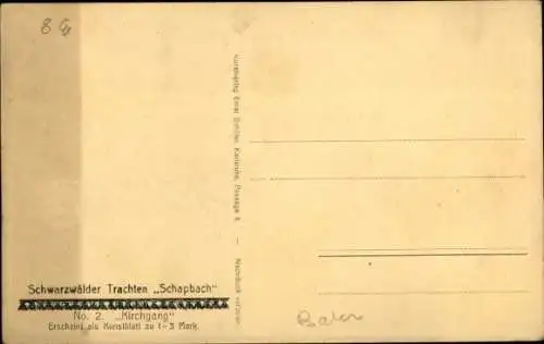 Ak Schwarzwälder Trachten Schapbach, Kirchgang