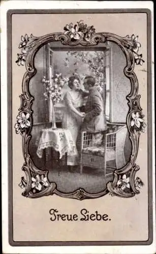 Passepartout Ak Treue Liebe, Liebespaar