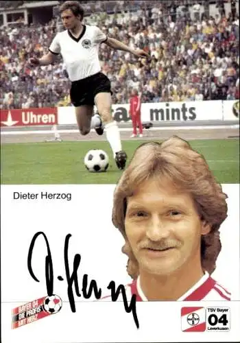 Autogrammkarte Fußball, Dieter Herzog, Bayer Leverkusen