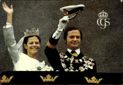 Ak König Carl XVI Gustaf von Schweden, Königin Silvia, Hochzeit 19. 6. 1976
