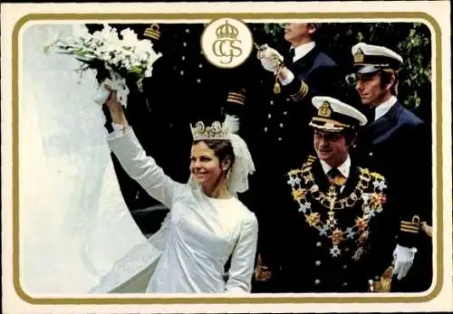 Ak König Carl XVI Gustaf von Schweden, Königin Silvia, Hochzeit 19. 6. 1976