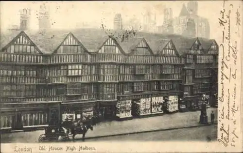 Ak London City England, Alte Häuser High Holborn