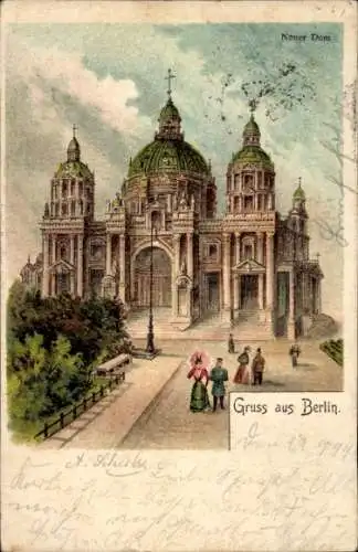 Litho Berlin Mitte, Neuer Dom, Passanten