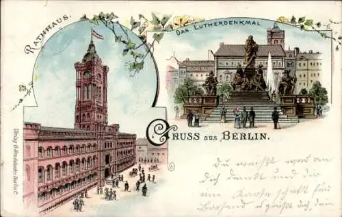 Litho Berlin Mitte, Rathaus, Lutherdenkmal