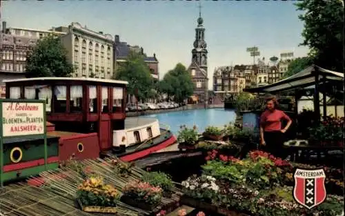 Ak Amsterdam Nordholland Niederlande, Blumenmarkt Singel