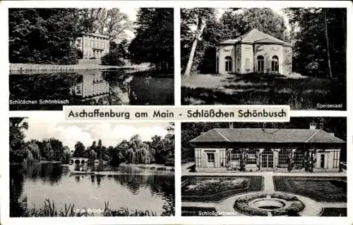 Ak Aschaffenburg in Unterfranken, Schlösschen Schönbusch, Speisesaal, Schlossgärtnerei