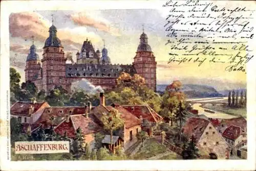 Künstler Ak Hock, A., Aschaffenburg Unterfranken Bayern, Schloss Johannisburg