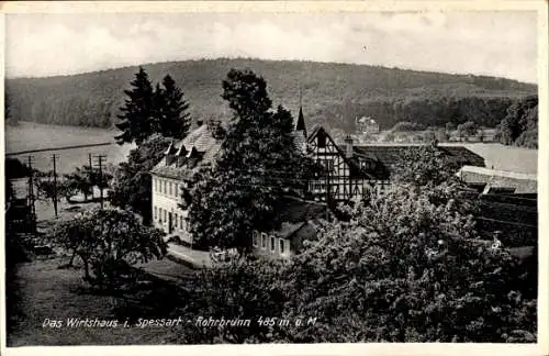 Ak Rohrbrunn Weibersbrunn im Spessart, Das Wirtshaus im Spessart, Fachwerkhaus