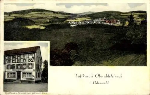 Ak Obererabtsteinach Abtsteinach an der Bergstraße, Panorama, Gasthaus zum goldenen Bock