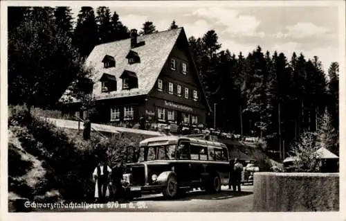 Ak Forbach im Murgtal Schwarzwald Baden, Schwarzenbachtalsperre, Bus, Gaststätte