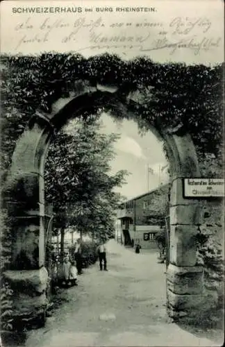 Ak Trechtingshausen am Rhein, Schweizerhaus bei Burg Rheinstein