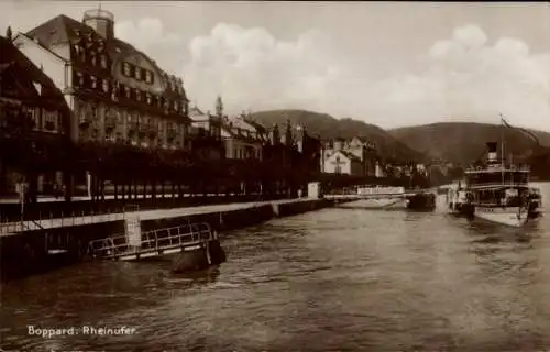 Ak Boppard am Rhein, Rheinufer, Dampfer