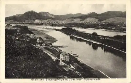 Ak Nonnenwerth Remagen am Rhein, Panorama mit Siebengebirge