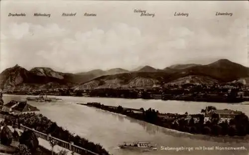 Ak Nonnenwerth Remagen am Rhein, Siebengebirge, Drachenfels, Wolkenburg