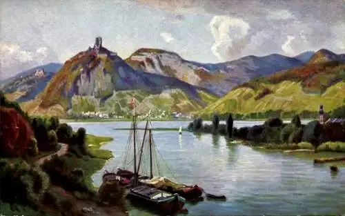 Künstler Ak Königswinter am Rhein, Drachenfels, Siebengebirge