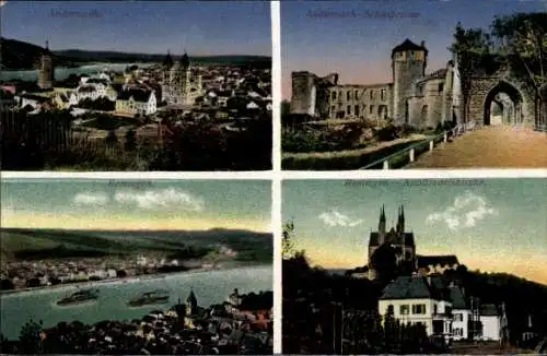 Ak Andernach am Rhein, Gesamtansicht, Schlossruine, Remagen Apollinariskirche