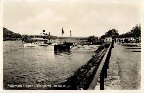 Ak Andernach am Rhein, Rheinufer, Anlegestelle, Dampfer