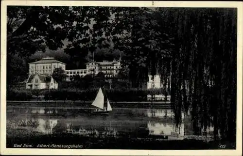 Ak Bad Ems an der Lahn, Albert-Genesungsheim, Segelboot