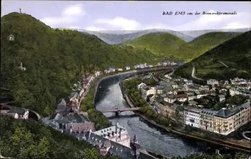 Ak Bad Ems an der Lahn, Teilansicht von der Bismarckpromenade aus