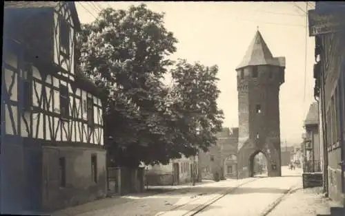 Foto Ak Braubach am Rhein, Fachwerkhaus, Obertor, Stadtmauer