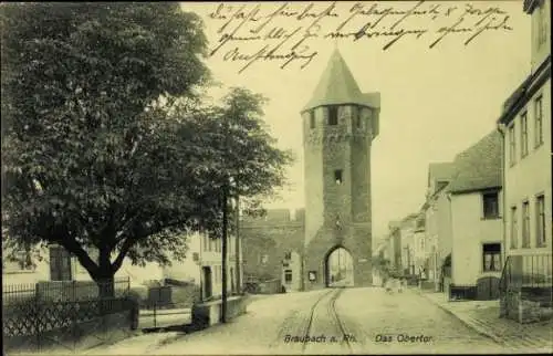 Ak Braubach am Rhein, Obertor, Stadtmauer