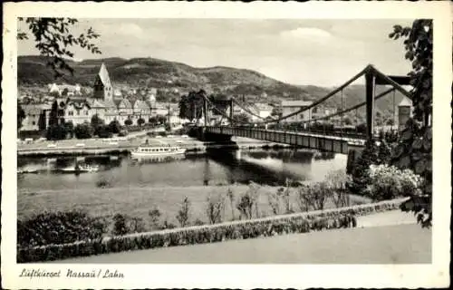 Ak Nassau an der Lahn, Teilansicht, Brücke, Kirche