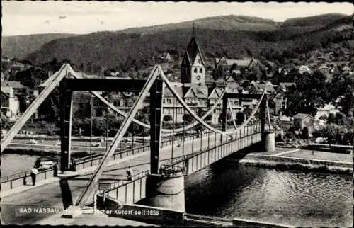 Ak Nassau an der Lahn, Teilansicht, Brücke, Kirche