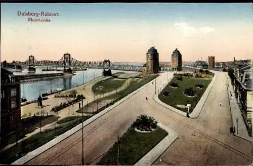 Ak Ruhrort Duisburg im Ruhrgebiet, Rheinbrücke