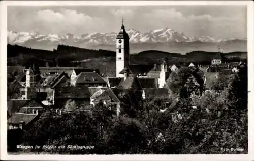 Ak Wangen im Allgäu, Gesamtansicht, Kirche, Säntisgruppe