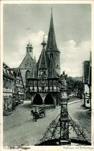 Ak Michelstadt im Odenwald, Rathaus, Brunnen