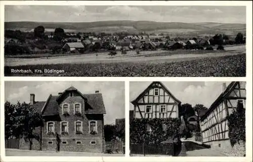 Ak Rohrbach Büdingen in Hessen, Gesamtansicht, Fachwerkhäuser