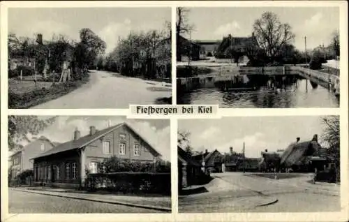 Ak Fiefbergen in Schleswig Holstein, Straßenpartie, Teich