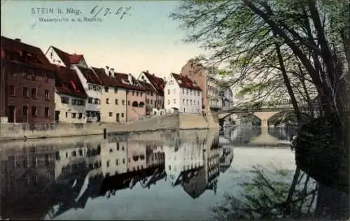 Ak Stein bei Nürnberg Mittelfranken, Wasserpartie Rednitz