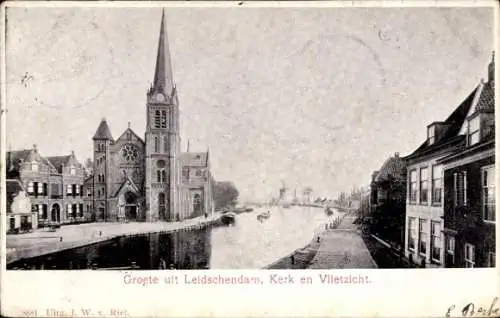 Ak Leidschendam Südholland, Kirche und Vlietzicht