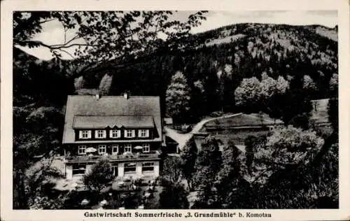 Ak Chomutov Komotau Reg. Aussig, Gastwirtschaft 3. Grundmühle