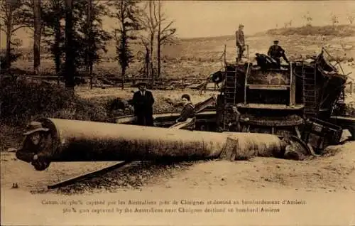 Ak Chuignes Somme, Canon de 380% capture par les Australiens