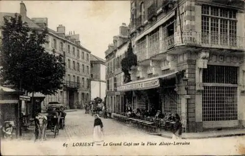 Ak Lorient Morbihan, Grand Cafe sur la Place Alsace-Lorraine