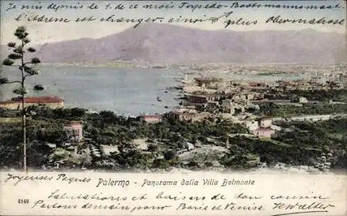 Ak Palermo Sizilien Sicilia Italien, Panorama dalla Villa Belmonte