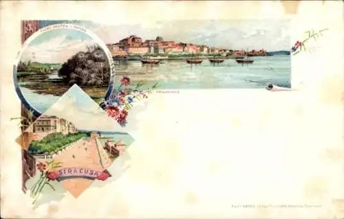 Litho Siracusa Syrakus Sizilien, Panorama, Fiume Anapo