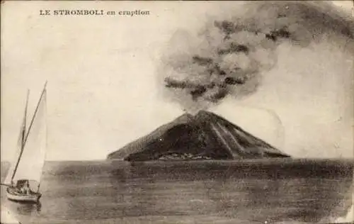 Ak Sizilien Sicilia, Le Stromboli en eruption