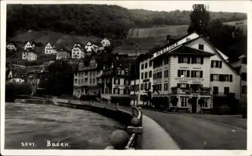 Ak Baden Kanton Aargau Schweiz, Blick zum Hotel